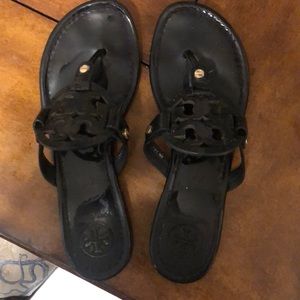 Tory Burch Miller Sandals - black patent leather